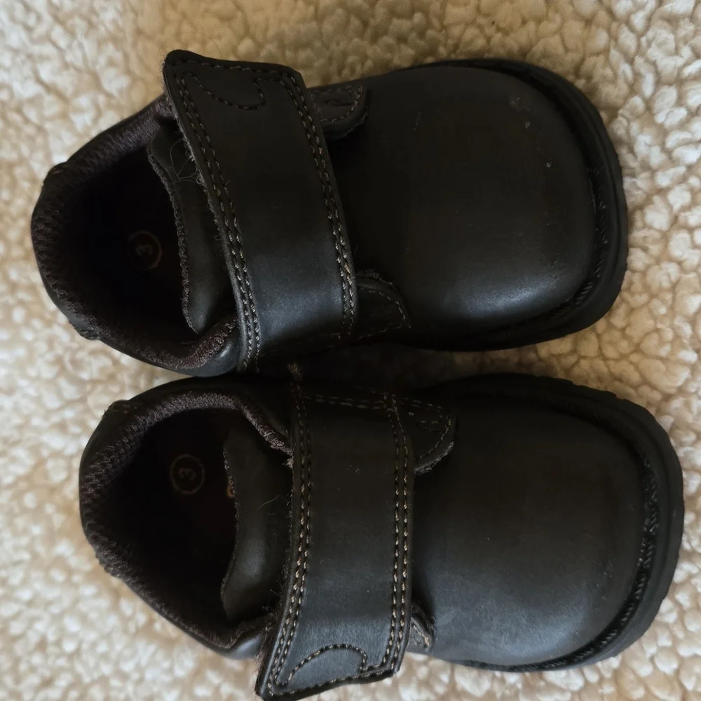 Smart Fit Baby Boy Dress Shoes Dark Brown Velcro Closure Casual Shoes Size 3